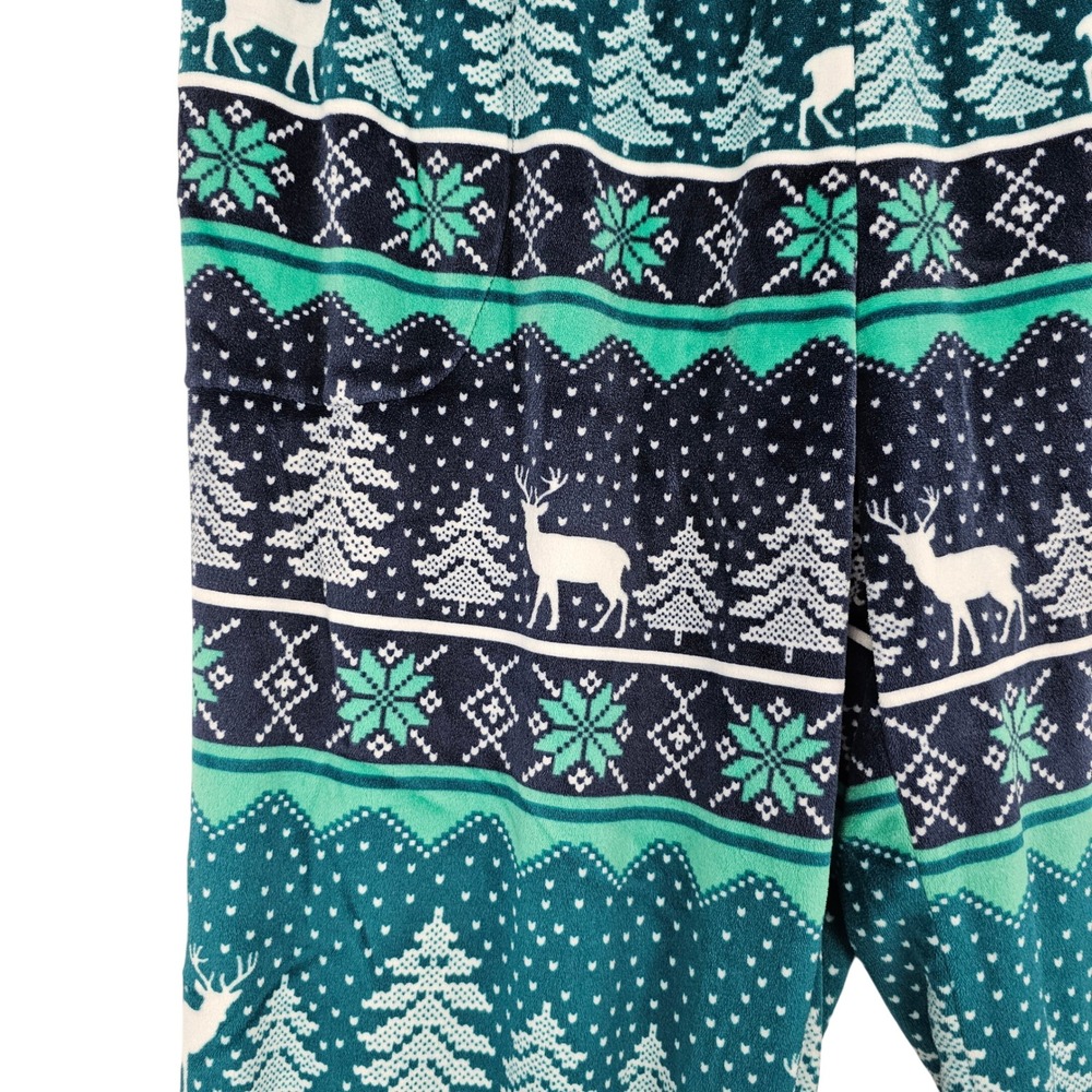 Joyspun Women's Christmas Pajama Set Set Long Sleeve Deer Trees Fair Isle Medium - Picture 4 of 11